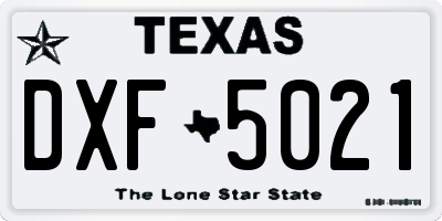 TX license plate DXF5021