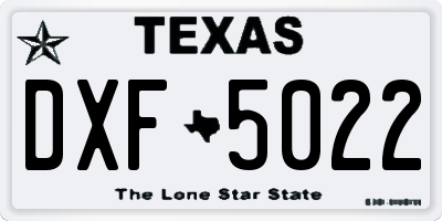 TX license plate DXF5022