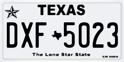 TX license plate DXF5023