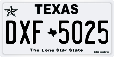 TX license plate DXF5025