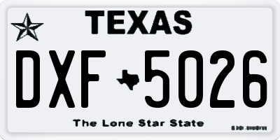 TX license plate DXF5026