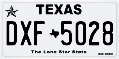TX license plate DXF5028