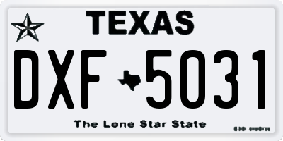 TX license plate DXF5031