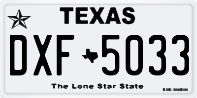 TX license plate DXF5033