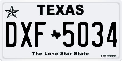 TX license plate DXF5034