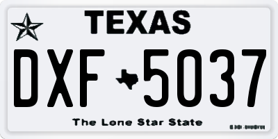 TX license plate DXF5037