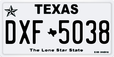 TX license plate DXF5038