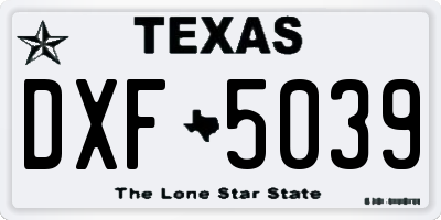 TX license plate DXF5039