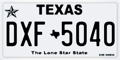 TX license plate DXF5040