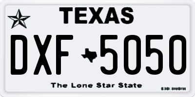 TX license plate DXF5050
