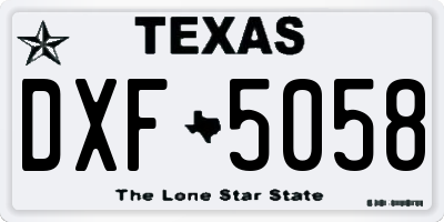 TX license plate DXF5058