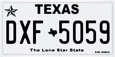 TX license plate DXF5059