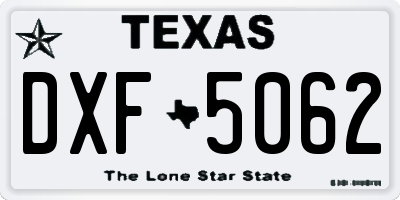 TX license plate DXF5062