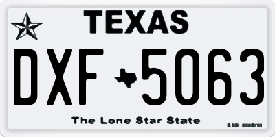 TX license plate DXF5063