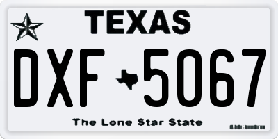 TX license plate DXF5067