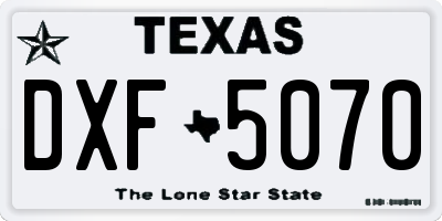 TX license plate DXF5070