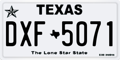 TX license plate DXF5071
