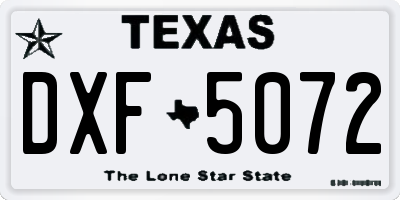 TX license plate DXF5072