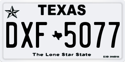 TX license plate DXF5077
