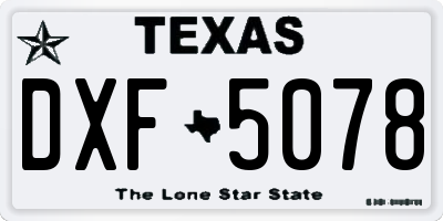 TX license plate DXF5078
