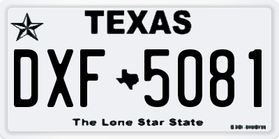 TX license plate DXF5081