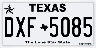 TX license plate DXF5085