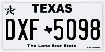 TX license plate DXF5098