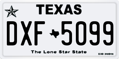 TX license plate DXF5099