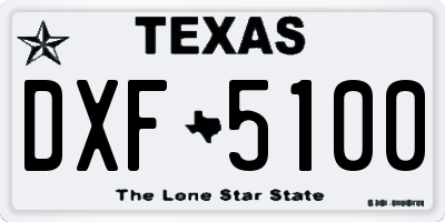 TX license plate DXF5100