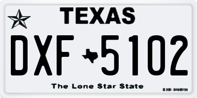 TX license plate DXF5102