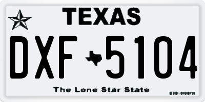 TX license plate DXF5104