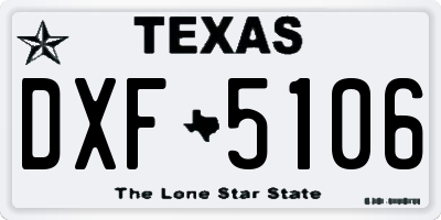 TX license plate DXF5106