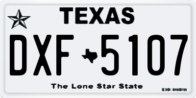 TX license plate DXF5107