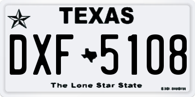 TX license plate DXF5108