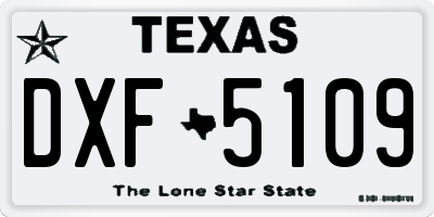 TX license plate DXF5109