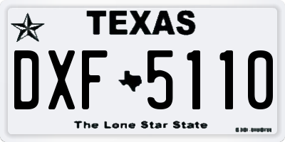 TX license plate DXF5110