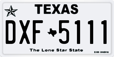 TX license plate DXF5111