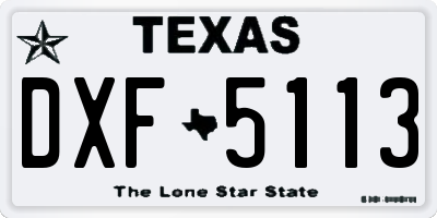TX license plate DXF5113