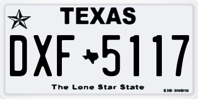 TX license plate DXF5117