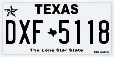 TX license plate DXF5118