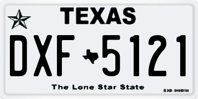 TX license plate DXF5121