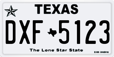 TX license plate DXF5123