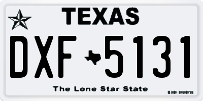 TX license plate DXF5131