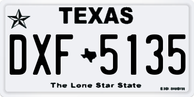 TX license plate DXF5135