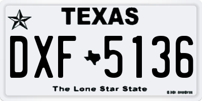 TX license plate DXF5136