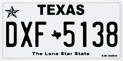 TX license plate DXF5138
