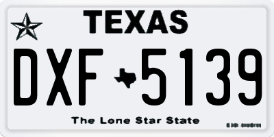 TX license plate DXF5139