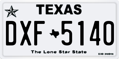 TX license plate DXF5140