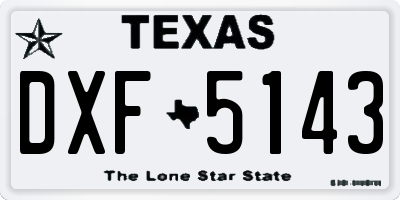 TX license plate DXF5143