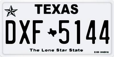 TX license plate DXF5144